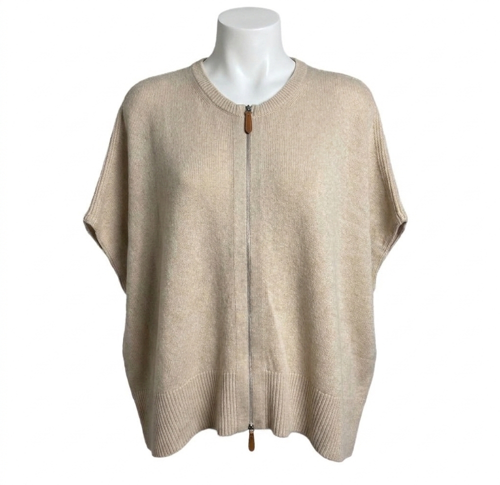NEW LAFAYETTE 148 women's zip up poncho in dune